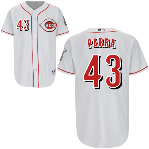 Manny Parra #43 Youth Baseball Jersey-Cincinnati Reds Authentic Home White Cool Base MLB Jersey
